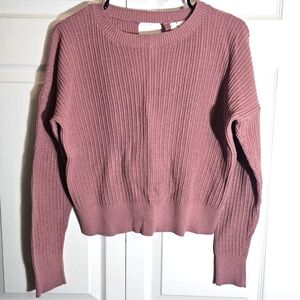 Pink‎ Rose Peekaboo Back Sweater XS Dusty Pink Short Casual Feminine Spring